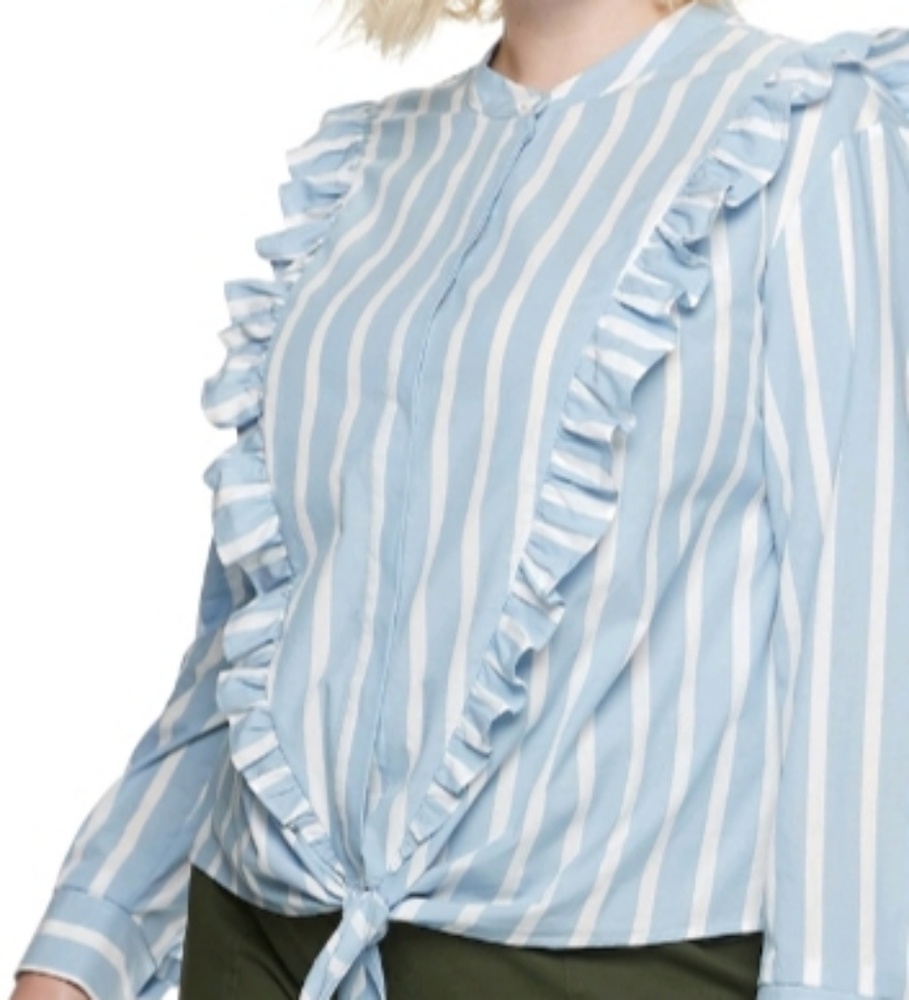 ⛵NWT ⛵ Popsugar LS Button Down Blouse w/Ruffles ⛵